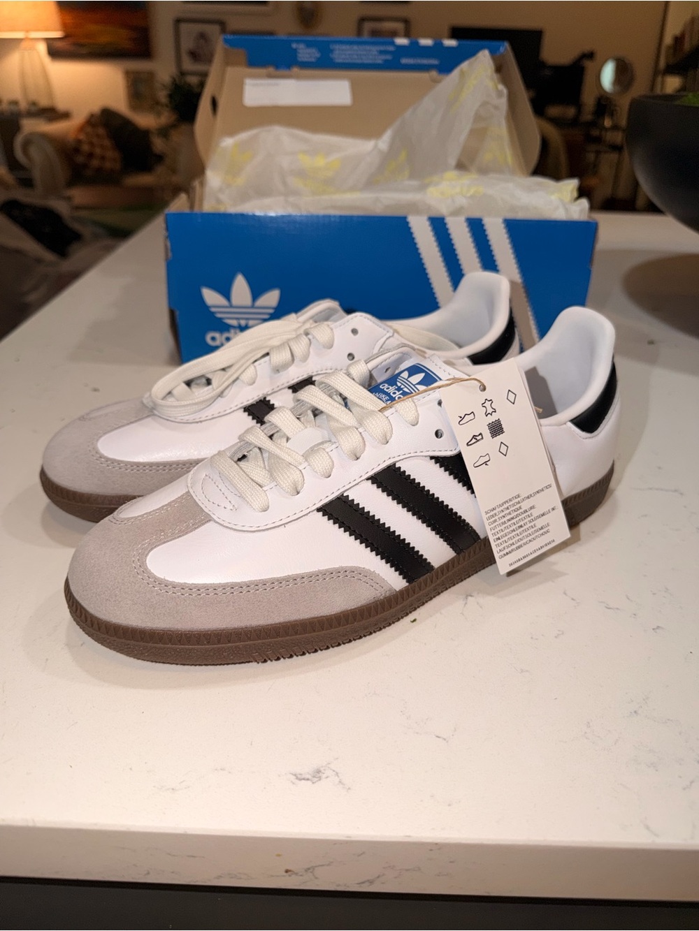 adidas Men’s White & Black Samba Classic Sneakers